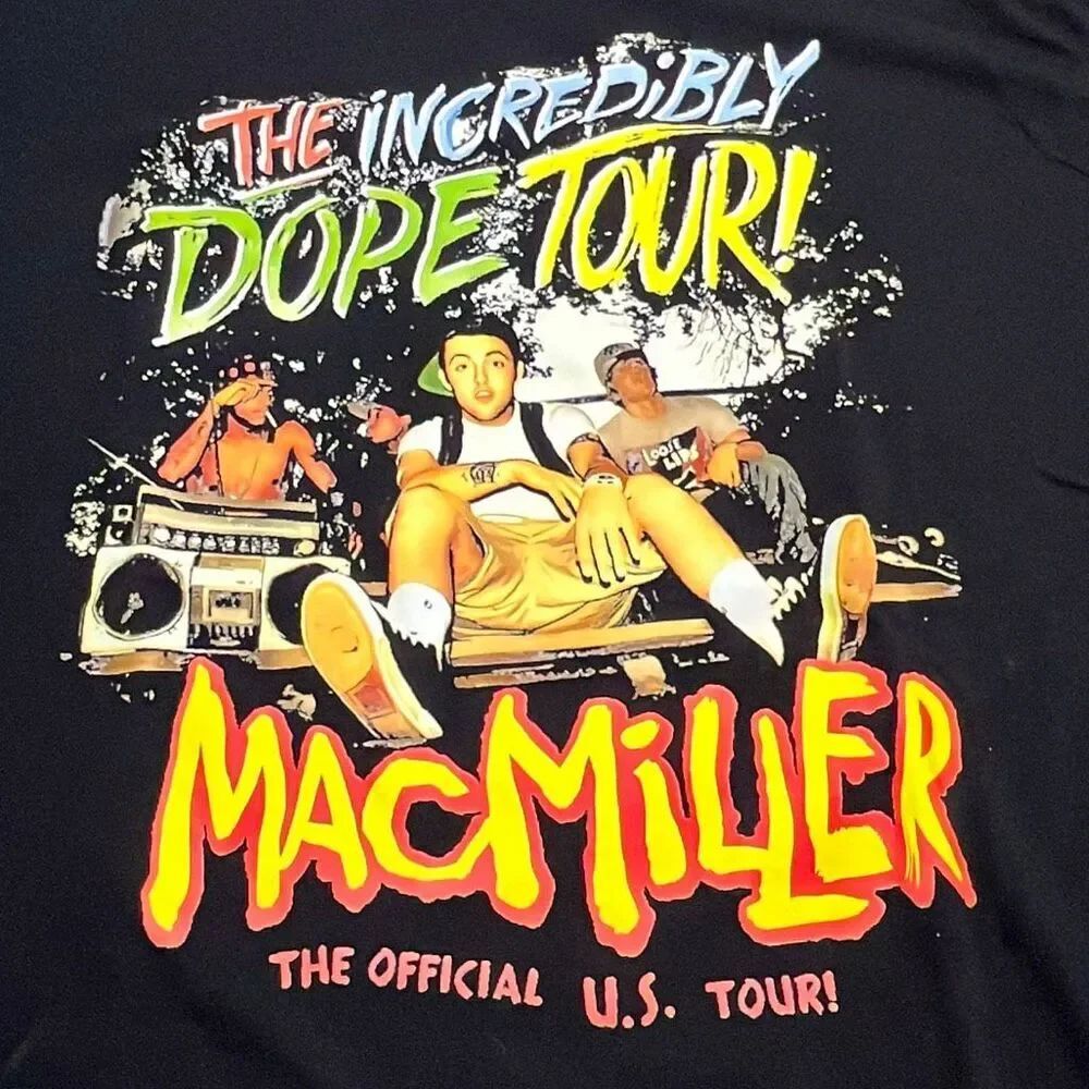 Mac Miller The Incredibly Dope Tour T Shirt Mens Large Black Graphic Gildan Heav
